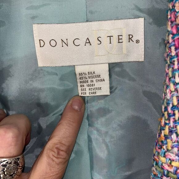 Doncaster Blazer 3 Button Silk Blend Tweed Long‎ Sleeve MultiColor Size 16 - Picture 3 of 7